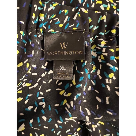 Worthington Women's XL Off-Shoulder Blouse Black Multicolor Flowy Casual Chic - Picture 11 of 12
